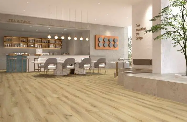 Ultra-matt wood-look flooring in a contemporary interior.